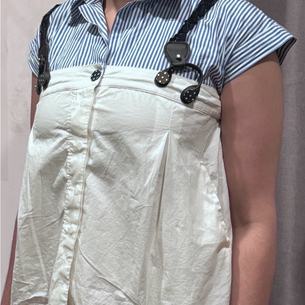 Moschino Blue and White Striped Top